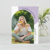 Moderner Minimaler Arch 2 Foto Lila Abschluss Einladung (Stehend Vorderseite)