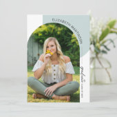 Moderner Minimaler Arch 2 Foto Sage Abschluss Einladung (Stehend Vorderseite)