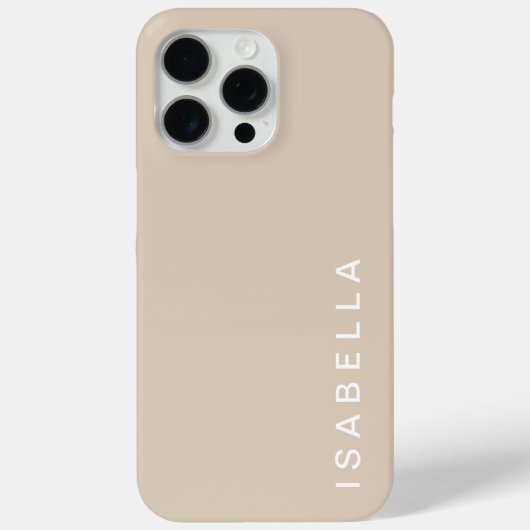 Moderner minimaler Beige Personalisierter Name Case-Mate iPhone Hülle (Rückseite)