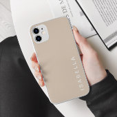 Moderner minimaler Beige Personalisierter Name Case-Mate iPhone Hülle
