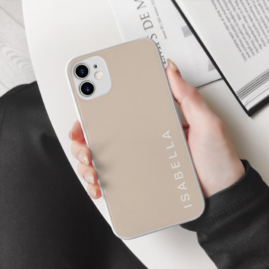Moderner minimaler Beige Personalisierter Name Case-Mate iPhone Hülle