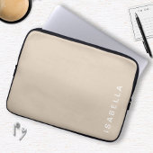 Moderner minimaler Beige Personalisierter Name Laptopschutzhülle