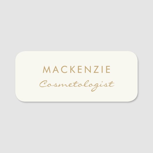 Moderner Minimaler Beruflicher Elfenbeinarbeitnehm Namensschild (Vorderseite)