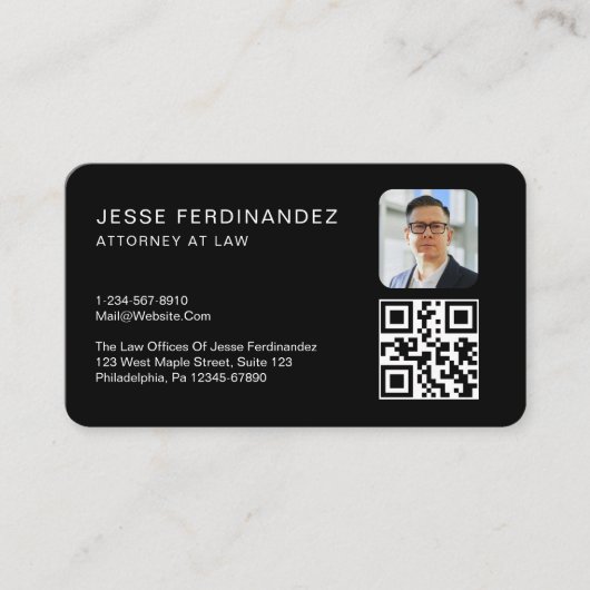 Moderner Minimaler Beruflicher QR-Code schwarz Visitenkarte (Vorderseite)