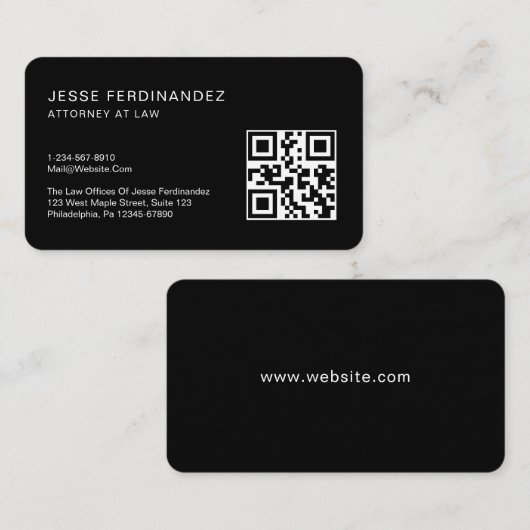 Moderner Minimaler Beruflicher QR-Code schwarz Visitenkarte (Vorne/Hinten)