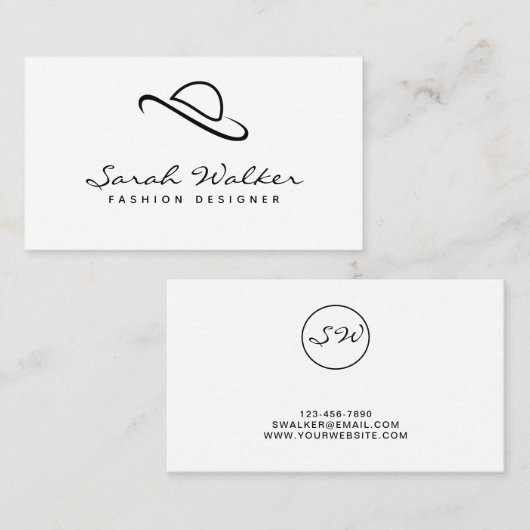 Moderner Minimaler Black Hat Script Mode Designer Visitenkarte (Vorne/Hinten)