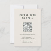 Moderner Minimaler Code für Botanisches Holz QR RSVP Karte (Vorderseite)