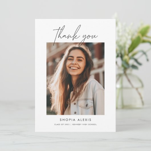 Moderner Minimaler doppelseitiger Abschluss mit zw Dankeskarte (Stehend Vorderseite)