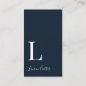 Moderner Minimaler dunkelblauer QR-Code für Monogr Visitenkarte (Vorderseite)