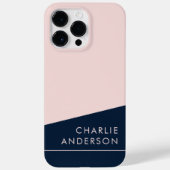 Moderner, minimaler dunkelblauer und rosa individu Case-Mate iPhone hülle (Rückseite)