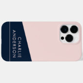 Moderner, minimaler dunkelblauer und rosa individu Case-Mate iPhone hülle (Rückseite (Horizontal))