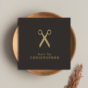 Moderner minimaler dunkler falscher Gold-Hairstyli Quadratische Visitenkarte