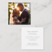 Moderner Minimaler einfacher Foto-Fotograf Clean Quadratische Visitenkarte (Vorne/Hinten)