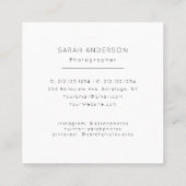 Moderner Minimaler einfacher Foto-Fotograf Clean Quadratische Visitenkarte (Rückseite)