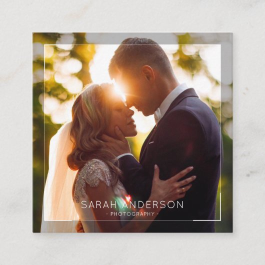 Moderner Minimaler einfacher Foto-Fotograf Clean Quadratische Visitenkarte (Vorderseite)