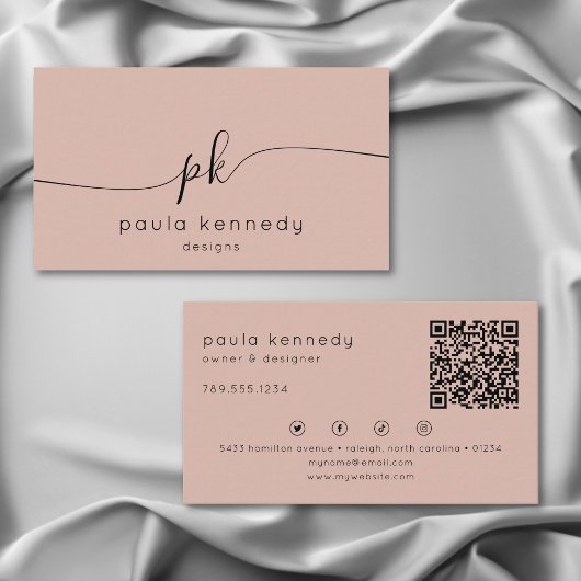 Moderner minimaler, eleganter QR-Code für das Mono Visitenkarte