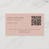 Moderner minimaler, eleganter QR-Code mit rosa Mon Visitenkarte (Rückseite)