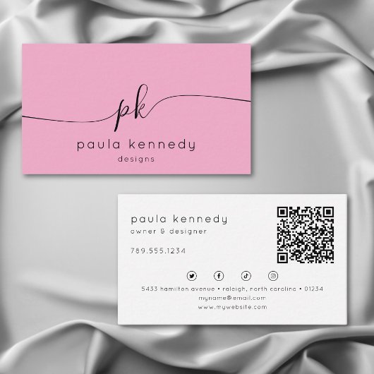 Moderner Minimaler eleganter rosa QR-Code Visitenkarte