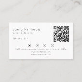 Moderner Minimaler eleganter rosa QR-Code Visitenkarte (Rückseite)
