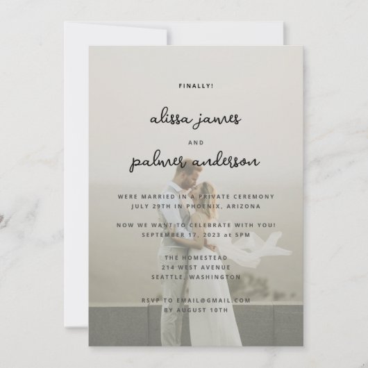 Moderner Minimaler Empfang Einladung (Vorderseite)