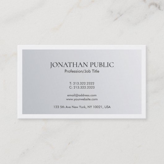 Moderner minimaler Entwurfs-modischer eleganter Visitenkarte (Vorderseite)