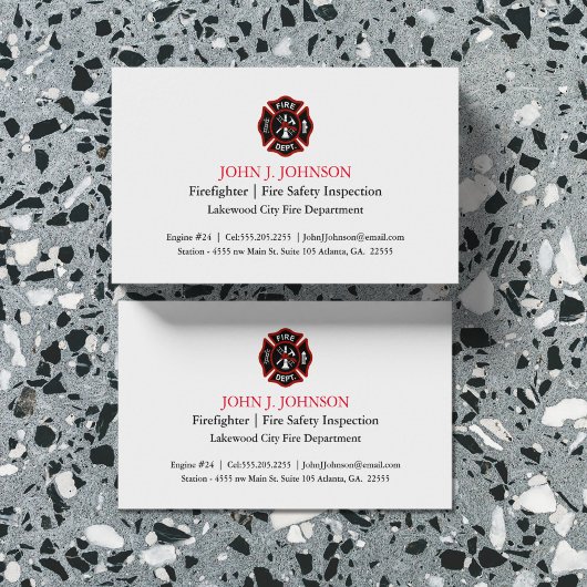 Moderner Minimaler Feuerwehrmann | Feuerinspektor  Visitenkarte