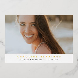 Moderner Minimaler Foto Abschluss Gold Folieneinladung