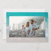 Moderner, minimaler Foto Weihnachtsstrand Feiertagskarte (Vorderseite)