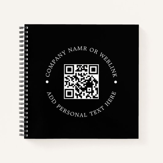 Moderner minimaler Geschäftsstil mit schwarzem QR- Notizblock (Vorderseite)