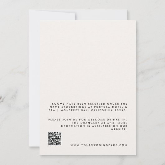 Moderner Minimaler Hochzeitsstichtag QR Code Einladung (Rückseite)
