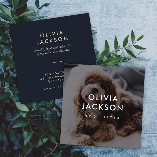 Moderner Minimaler Hundeschüler Trainer Hundesitz Quadratische Visitenkarte