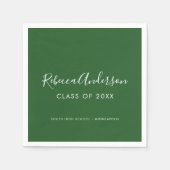 Moderner Minimaler Kalligraphie Dunkelgrüner Absch Serviette (Vorderseite)