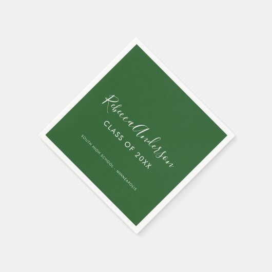 Moderner Minimaler Kalligraphie Dunkelgrüner Absch Serviette (Ecke)