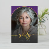 Moderner Minimaler Lila Bogen Sechzigste Geburtsta Folieneinladung (Stehend vorne)