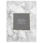 Moderner minimaler Marmor und Gold geometrisch Klemmbrett (Rückseite)