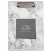 Moderner minimaler Marmor und Gold geometrisch Klemmbrett (Vorderseite)