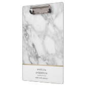 Moderner minimaler Marmor und Gold geometrisch Klemmbrett (Links)