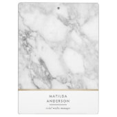 Moderner minimaler Marmor und Gold geometrisch Klemmbrett (Rückseite)