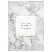 Moderner minimaler Marmor und Gold geometrisch Klemmbrett (Rückseite)