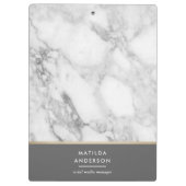 Moderner minimaler Marmor und Gold geometrisch Klemmbrett (Rückseite)