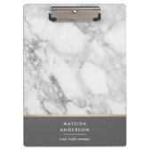 Moderner minimaler Marmor und Gold geometrisch Klemmbrett (Vorderseite)