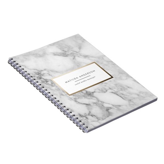 Moderner minimaler Marmor und Gold geometrisch Notizblock (Rechte Seite)