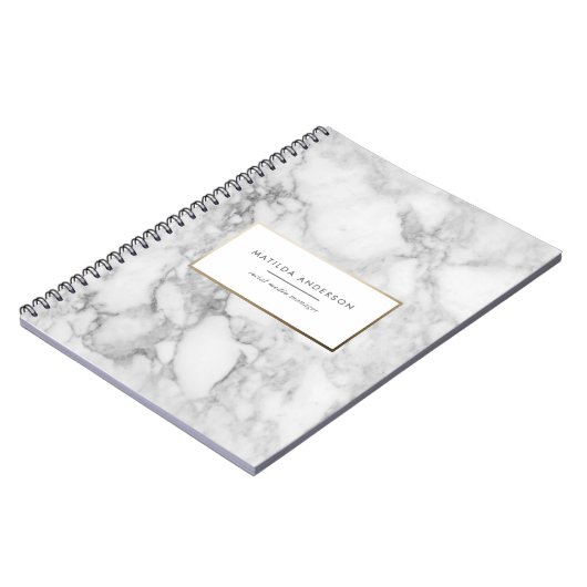 Moderner minimaler Marmor und Gold geometrisch Notizblock (Linke Seite)