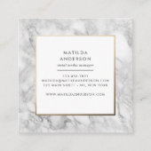 Moderner minimaler Marmor und Gold geometrisch Quadratische Visitenkarte (Rückseite)