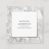 Moderner minimaler Marmor und Gold geometrisch Quadratische Visitenkarte (Vorderseite)