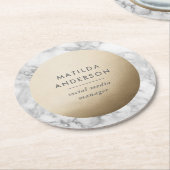 Moderner minimaler Marmor und Gold geometrisch Runder Pappuntersetzer (Angewinkelt)