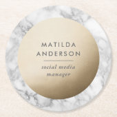 Moderner minimaler Marmor und Gold geometrisch Runder Pappuntersetzer (Vorderseite)