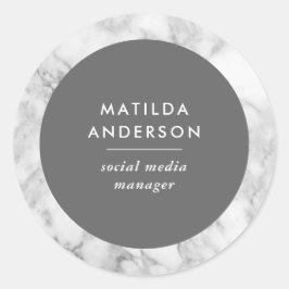 Moderner minimaler Marmor und grau geometrisch Runder Aufkleber