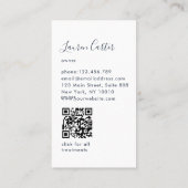 Moderner Minimaler Monogram Blue Blush QR Code Visitenkarte (Rückseite)