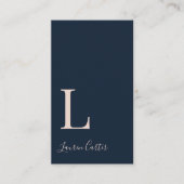 Moderner Minimaler Monogram Blue Blush QR Code Visitenkarte (Vorderseite)